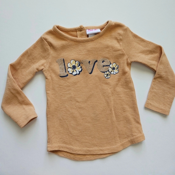 Little Lass mustard thermal long sleeve to with love and daisies size 24M - Picture 1 of 4